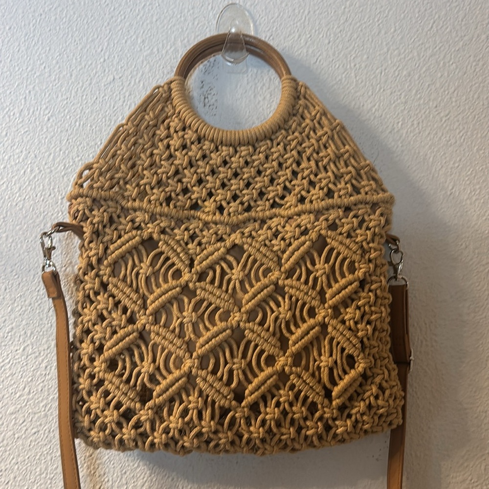 Handcrafted Tan Crochet Bag - Picture 4 of 6